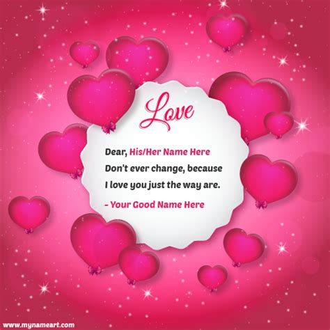 Write Name On Pink Heart Love Card Pictures