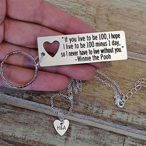 Personalized Keychain And Necklace Set If You Live To Be 100 Etsy