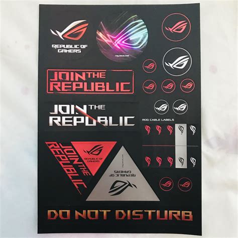 Asus Rog Label Stickers Computers And Tech Parts And Accessories