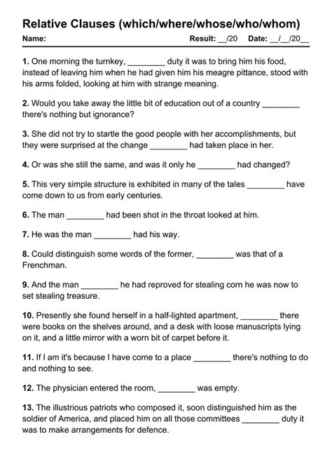 84 Printable Relative Clauses Pdf Worksheets With Answers Grammarism