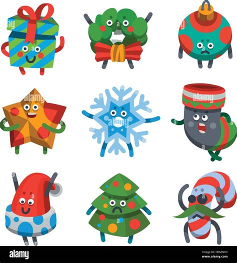 Vector Illustration Emoticons Icons Set On Theme Of Winter Holiday