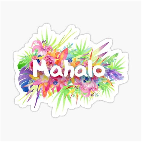 Mahalo Hawaii Watercolour Flowers Sticker For Sale By