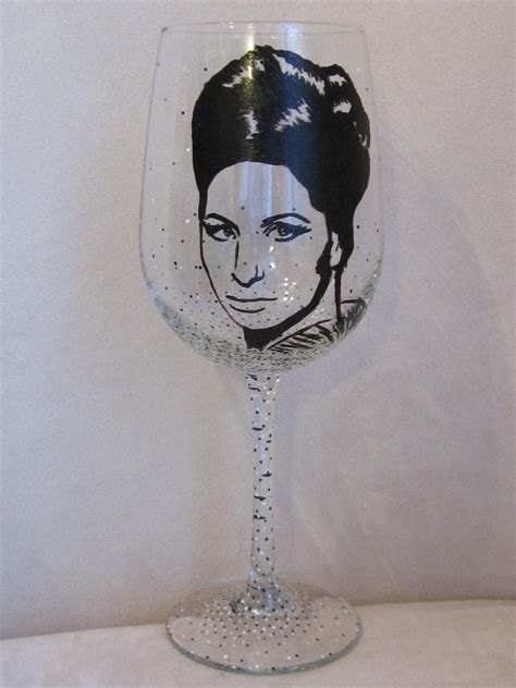 Hand Painted Wine Glass Barbra Streisand Singer Actress Etsy