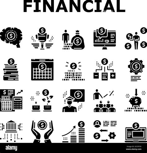 Financial Education Collection Icons Set Vector Stock Vector Image