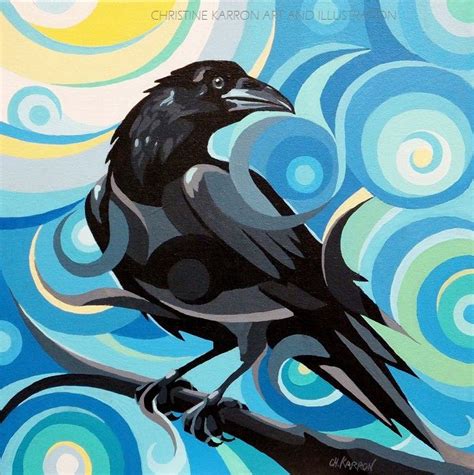 Starry Night Raven Acrylic On Canvas Sold Art Spirit Painting