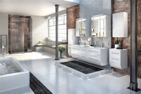 Badmöbelset ZESIRO - Hochglanz weiß - Modern - Badezimmer ...