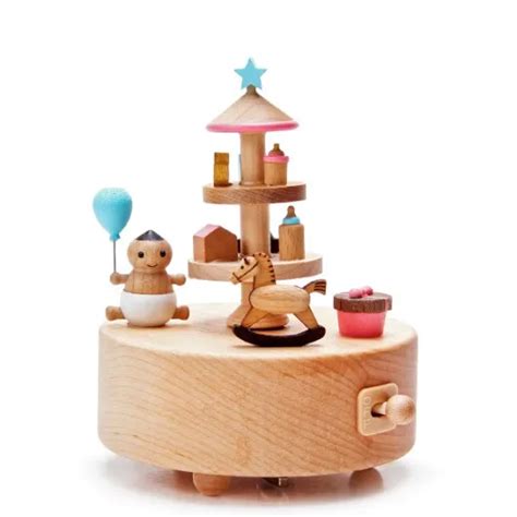 Wooderful Life Retro Wooden Music Box Rotating Music Box Baby Toy Baby