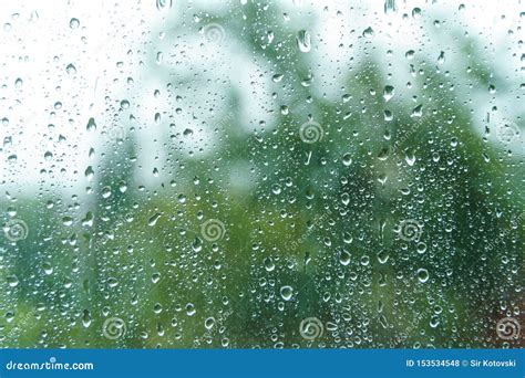 Droplets On Window On Rainy Day Stock Photo Image Of Aqua Glass