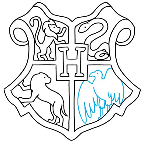 How To Draw The Hogwarts Crest Really Easy Drawing Tutorial