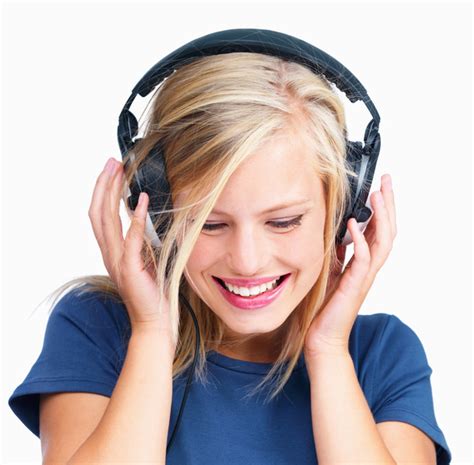 Listen to music girls Stock Photo free download