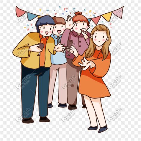 Hand Drawn Cartoon 2019 Friends Gathering Png Transparent Background