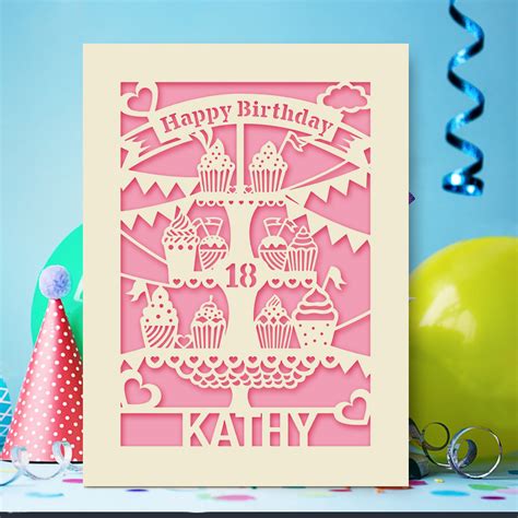 Personalised Birthday Card Laser Paper Cut Greeting Cards Etsy