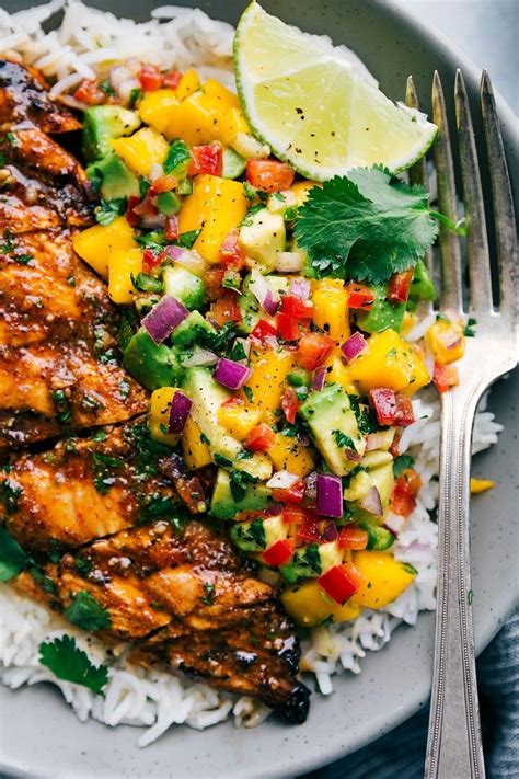 Seal bag (or cover bowl) and marinate in the fridge for 6 to 8 hours. Cilantro-Lime Chicken with a Mango Avocado Salsa | Chelsea ...