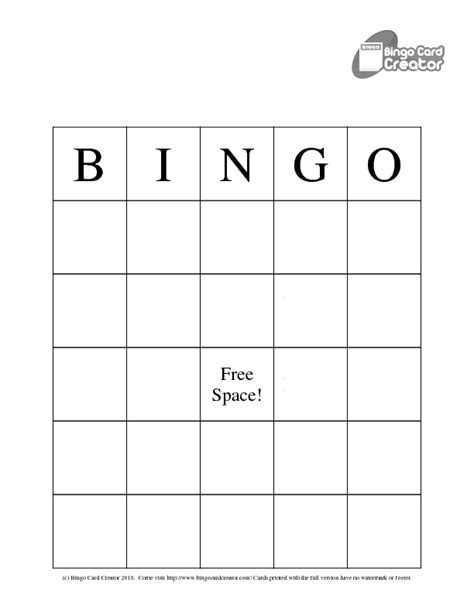 Blank Bingo Cards Bingo Cards Bingo Card Creator Blank Bingo Cards