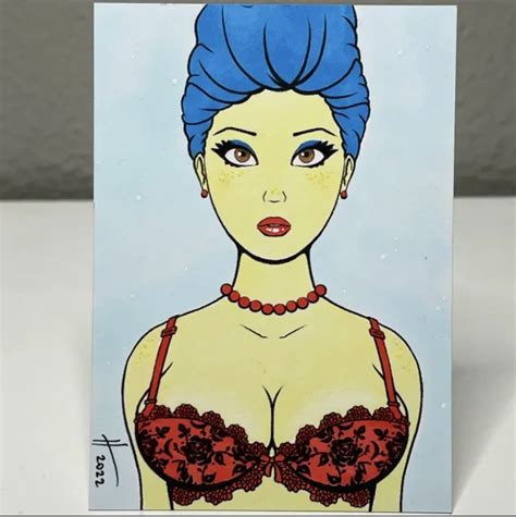 Marge Simpson Sexy Pin Up Sketch Card Pinup Fan Art Simpsons 1500