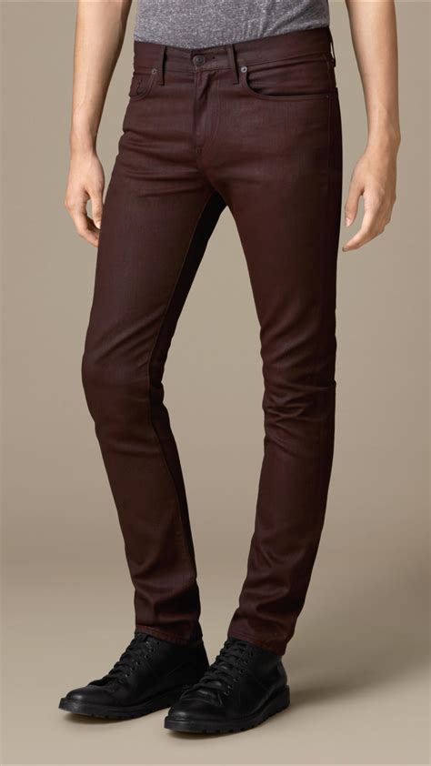 Lyst Burberry Slim Fit Hand Sprayed Jeans In Brown For Men