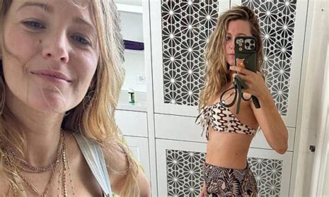 Blake Lively Shows Off Her Toned Abs In A Black Cut Out Swimsuit On Vacation Just Two Months