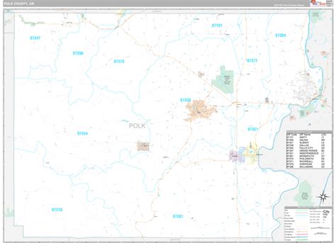 Polk County Or Wall Map Premium Style By Marketmaps Mapsales
