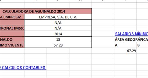 Calculadora De Aguinaldo 2016 En Excel Calculos Contables