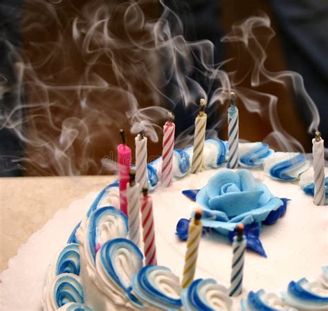 Smoking Birthday Candles On Black Stock Image Image Of Celebration