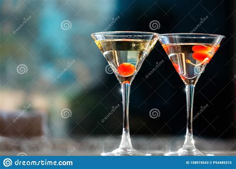 Glasses Of Champagne With Cherries Stock Image Image Of Bubbles Cocktail 158919543