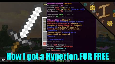 Hypixel Skyblock How I Got A Hyperion For Free Youtube