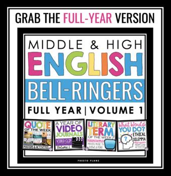 Free English Bell Ringers Volume By Presto Plans Tpt
