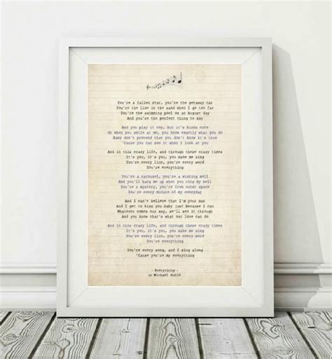Michael Buble Everything Printable Song Lyric Art