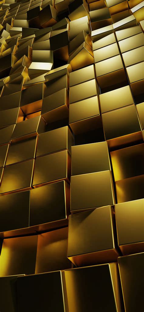 1242x2688 Gold 3d Cubes 4k Iphone Xs Max Hd 4k Wallpapers Images