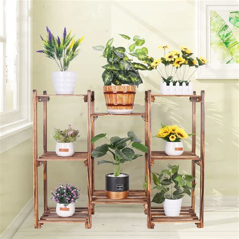 Diy Plant Flower Stand Wood Storage Rack Pot Racks Multifunctional Display Shelf Ebay