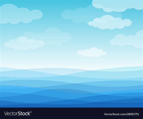 Abstract Sea Waves Blue Wavy Ocean Sky Royalty Free Vector