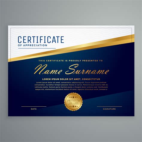 Luxury Modern Certificate Template In Blue And Golden Color Download