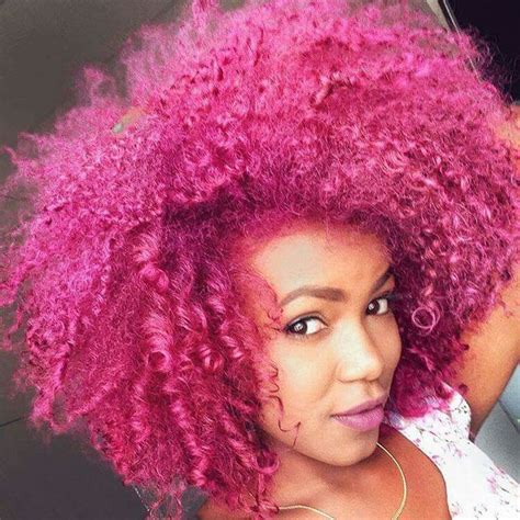 Beautiful Natural Curly Afro Hair Pink Crazy Coloured