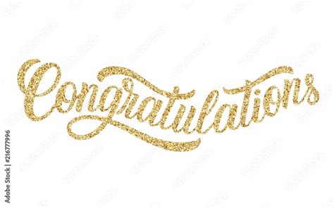 Congratulations Hand Lettering Inscription With Golden Glitter Texture Custom Calligraphy