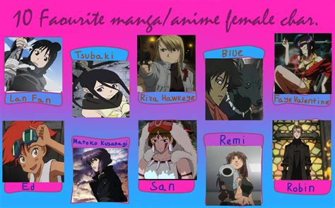 Top 10 Female Animemanga Characters By Raelae On Deviantart