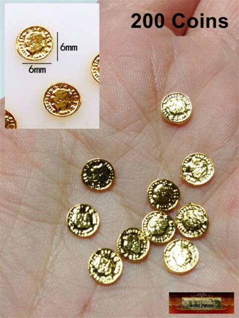 M00686x20 Morezmore 200 Miniature 6mm Gold Coins Metal Money 16 Scale