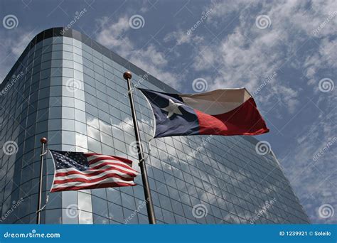 Flags In Front Of The Office Building Stock Image Image Of Wealth