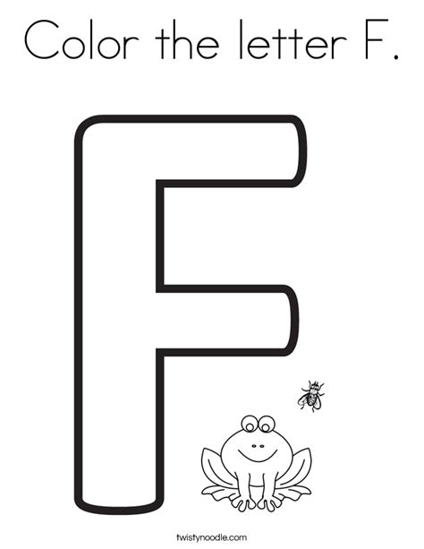 Print out this printable letter f and let your child color the shape as they learn about the letter f. Color the letter F Coloring Page - Twisty Noodle