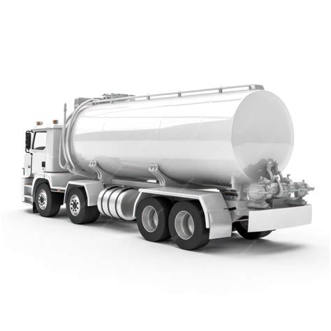 Premium Photo A Silver Tanker Truck With A White Background