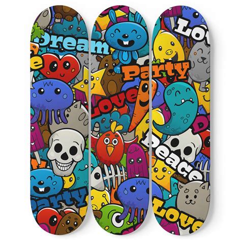 Custom Design Colorful Graffiti Skateboard Wall Art Skateboard Wall