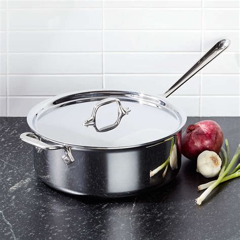 All Clad D Stainless Steel Qt Deep Saut Pan With Lid Reviews Crate And Barrel Canada