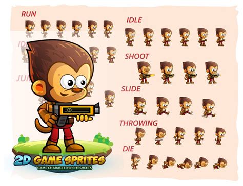 Monkey Warrior 2d Game Character Sprites By Dionartworks Codester