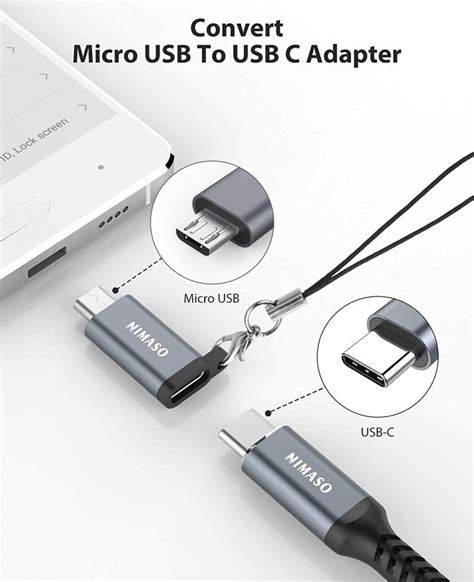 Nimaso Adapter Usb C To Micro Usb Usb Type C Female To Micro Usb Male