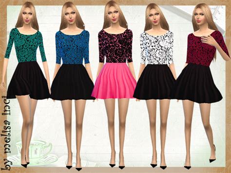 Color Block Lace Dress By Melisa Inci At Tsr Sims 4 Updates