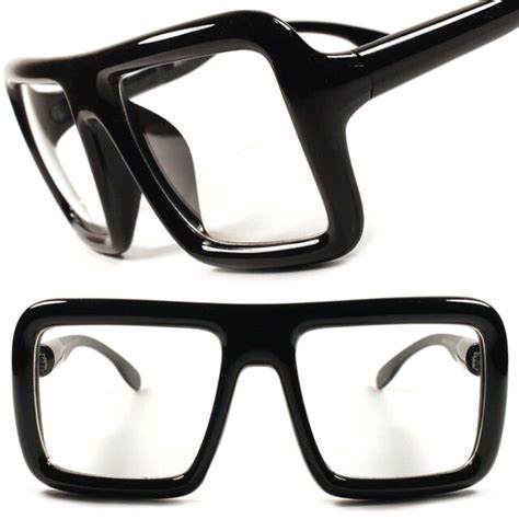 Oversized Thick Retro Black Frame Hip Hop Rapper Dj Square Clear Lens Glasses Ebay