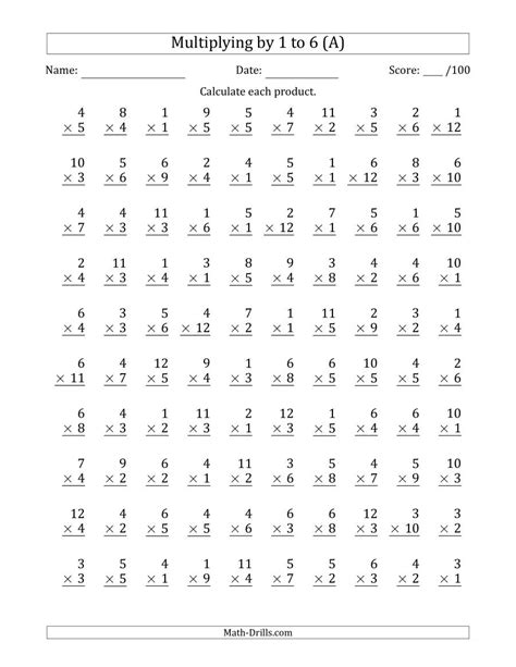 Multiplication Worksheets For Fourth Graders