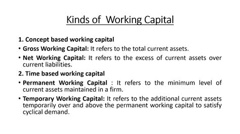 Kinds And Sources Of Working Capital Youtube