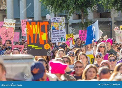 Protesters Holding A Sign During 3rd Womens March In Los Angeles