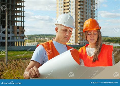 Portrait Of Two Builders Stock Image Image Of Discuss 30934457