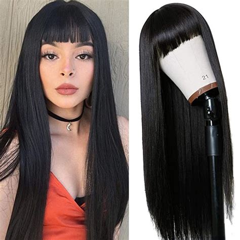 Vvan Long Straight Remy Hair Wigs Natural Black Heat